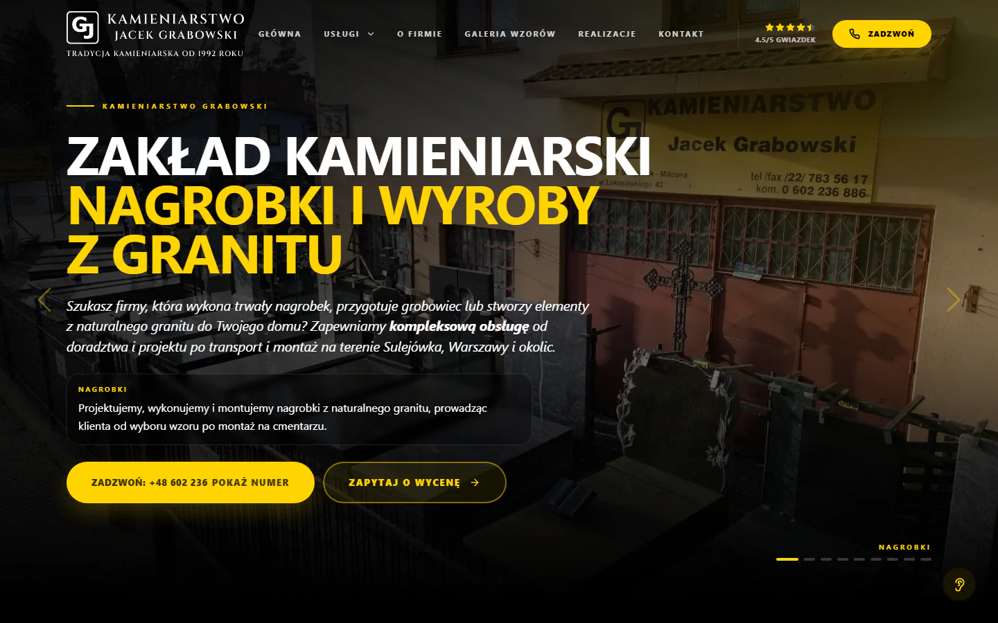 Hero i główna oferta Kamieniarstwo JG Hero i główna oferta Kamieniarstwo JG