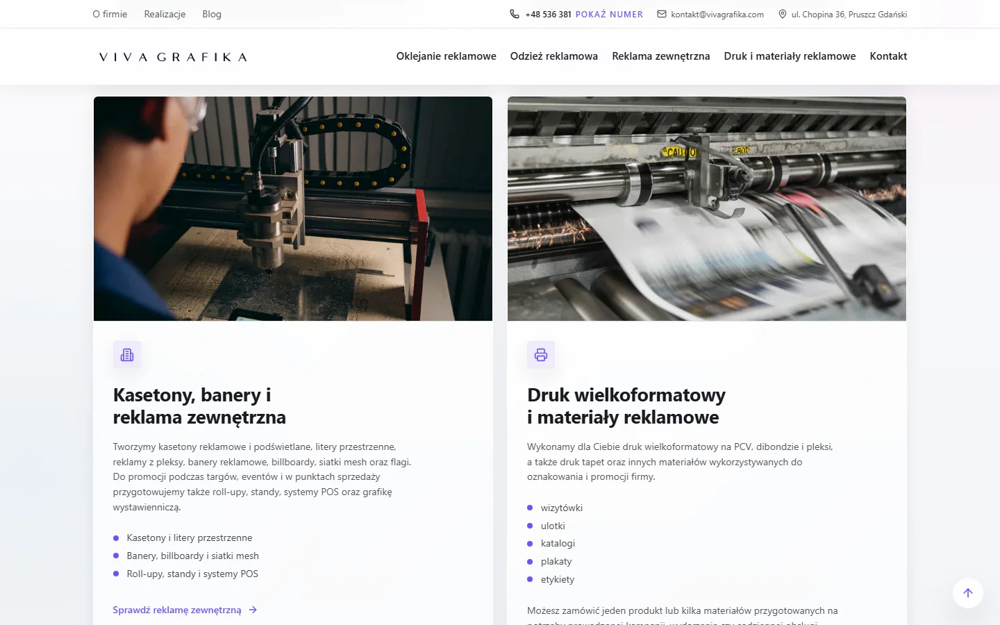 Realizacje i materiały promocyjne Viva Grafika