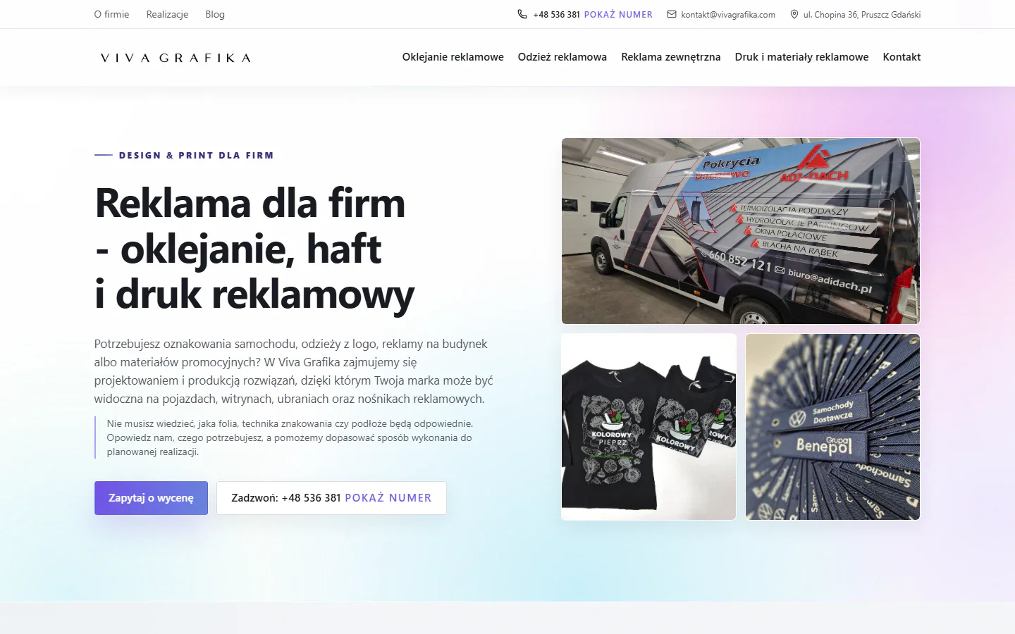 Główna prezentacja oferty Viva Grafika
